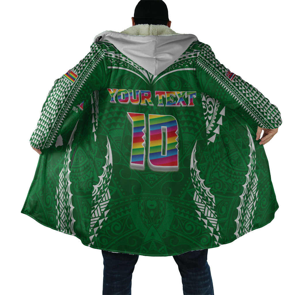 Custom Hawaii Rainbow Warriors Cloak Polynesian Motif Green Color