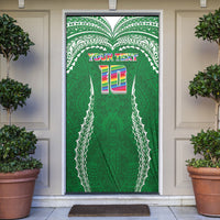 Custom Hawaii Rainbow Warriors Door Cover Polynesian Motif Green Color