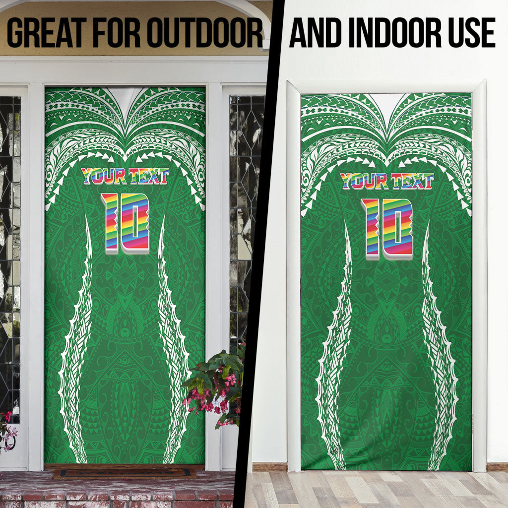Custom Hawaii Rainbow Warriors Door Cover Polynesian Motif Green Color
