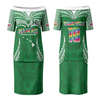 Custom Hawaii Rainbow Warriors Family Matching Puletasi and Hawaiian Shirt Polynesian Motif Green Color