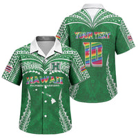 Custom Hawaii Rainbow Warriors Family Matching Tank Maxi Dress and Hawaiian Shirt Polynesian Motif Green Color