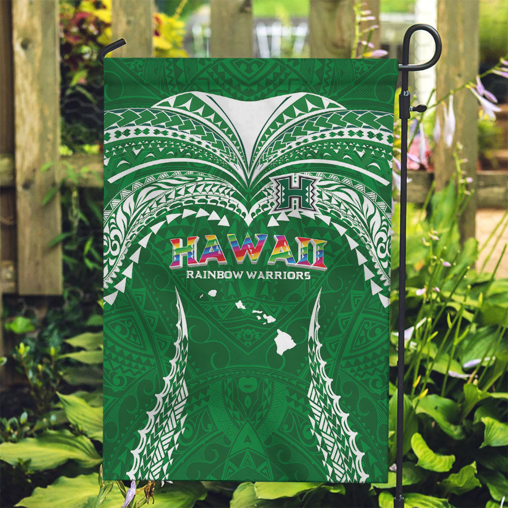 Hawaii Rainbow Warriors Garden Flag Polynesian Motif Green Color