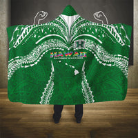 Hawaii Rainbow Warriors Hooded Blanket Polynesian Motif Green Color