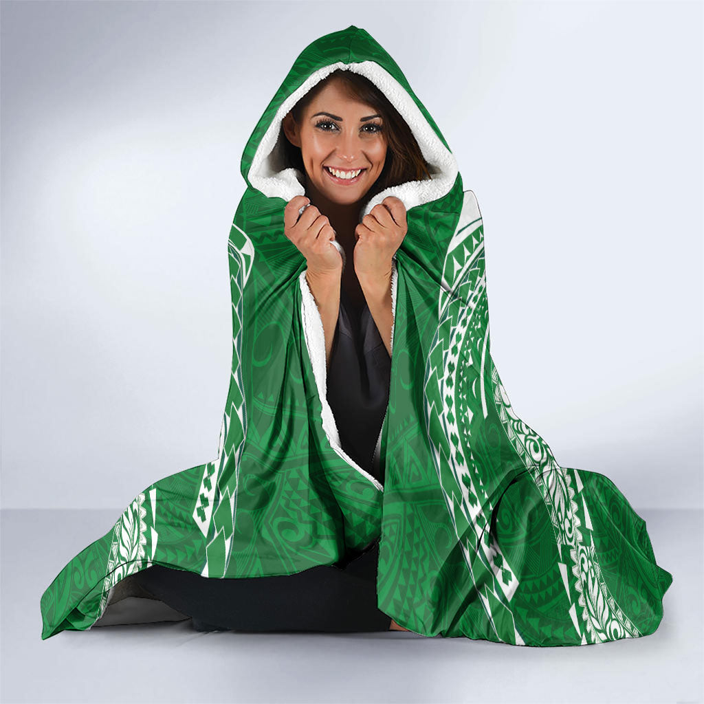 Hawaii Rainbow Warriors Hooded Blanket Polynesian Motif Green Color