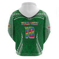 Custom Hawaii Rainbow Warriors Hoodie Polynesian Motif Green Color