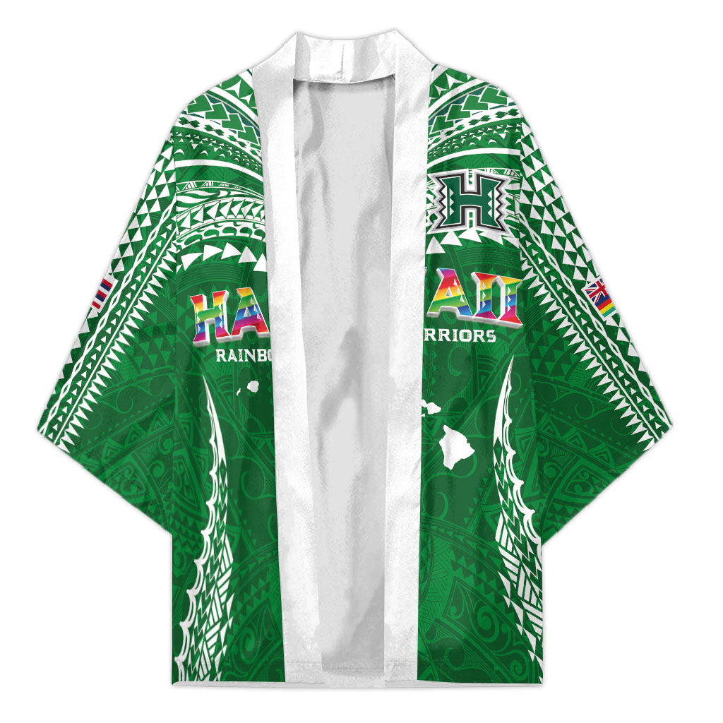 Custom Hawaii Rainbow Warriors Kimono Polynesian Motif Green Color