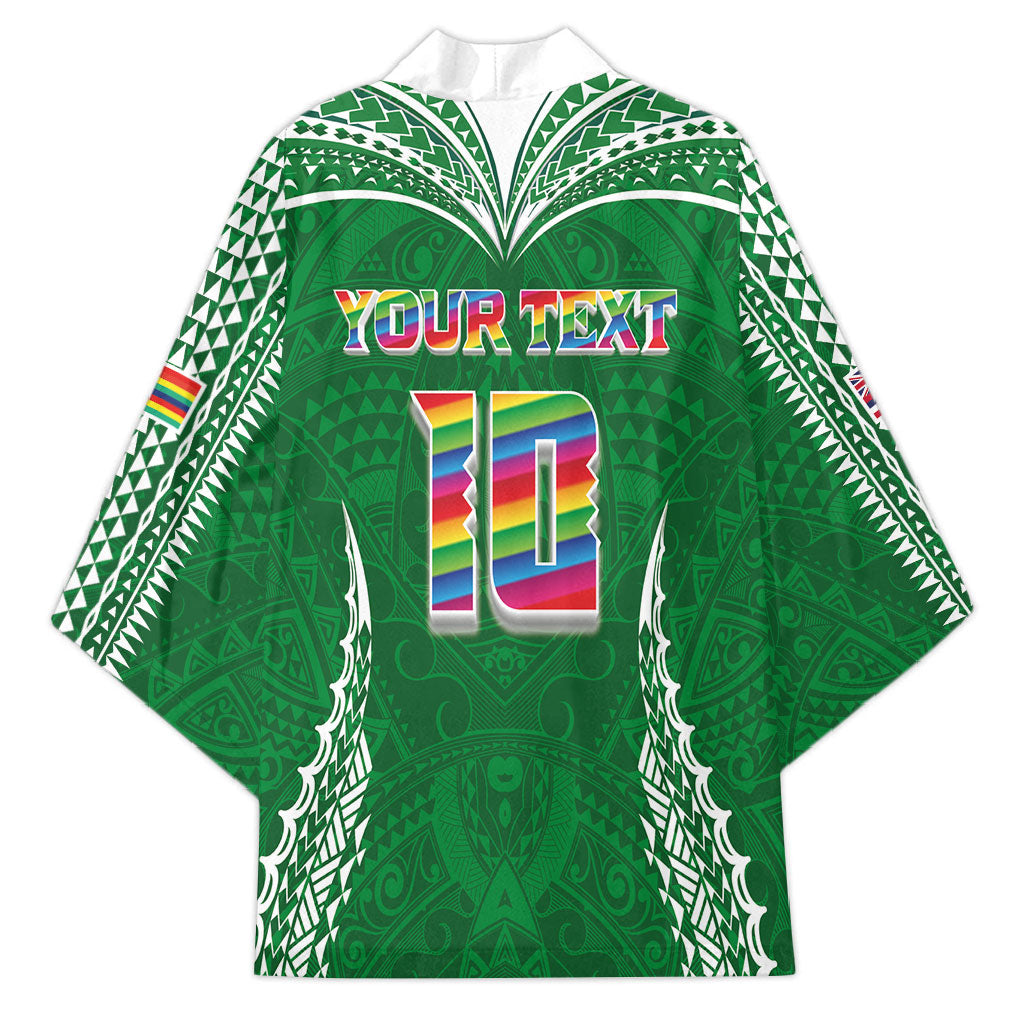 Custom Hawaii Rainbow Warriors Kimono Polynesian Motif Green Color