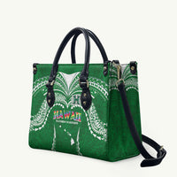 Hawaii Rainbow Warriors Leather Bag Polynesian Motif Green Color