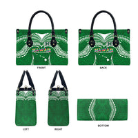 Hawaii Rainbow Warriors Leather Bag Polynesian Motif Green Color