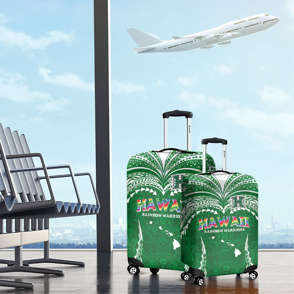 Hawaii Rainbow Warriors Luggage Cover Polynesian Motif Green Color