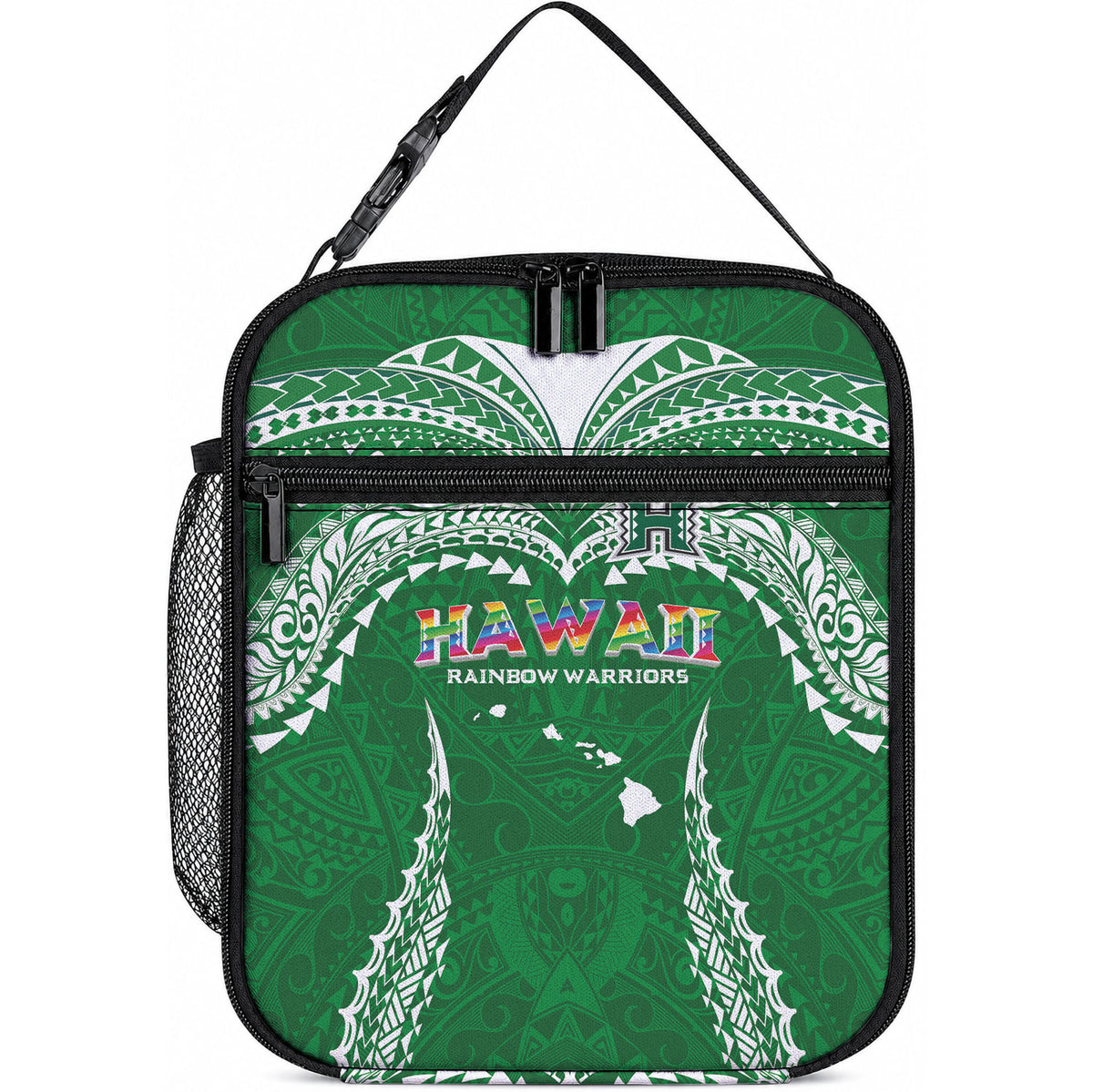 Hawaii Rainbow Warriors Lunch Bag Polynesian Motif Green Color