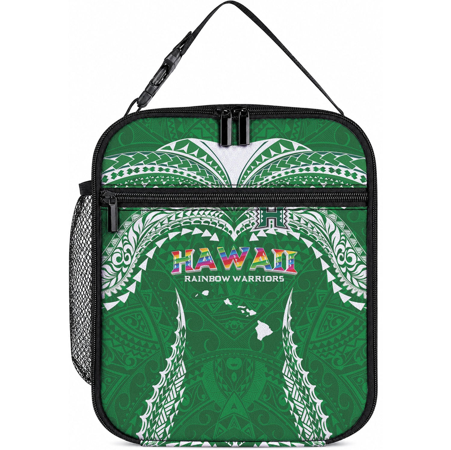 Hawaii Rainbow Warriors Lunch Bag Polynesian Motif Green Color