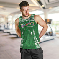 Custom Hawaii Rainbow Warriors Men Tank Top Polynesian Motif Green Color