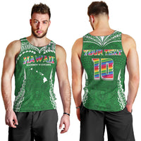 Custom Hawaii Rainbow Warriors Men Tank Top Polynesian Motif Green Color