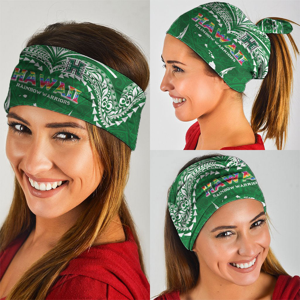 Hawaii Rainbow Warriors Neck Gaiter Polynesian Motif Green Color