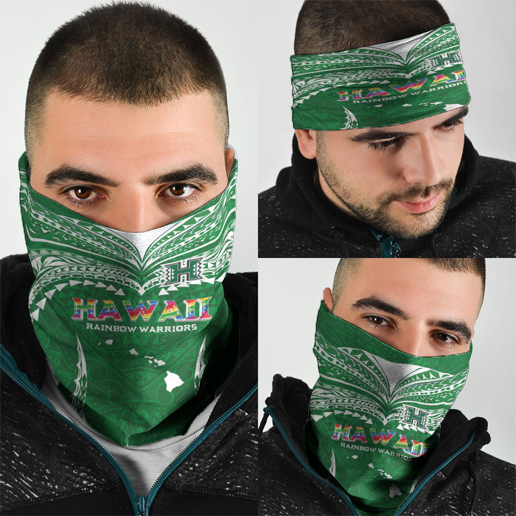 Hawaii Rainbow Warriors Neck Gaiter Polynesian Motif Green Color