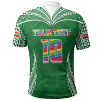 Custom Hawaii Rainbow Warriors Polo Shirt Polynesian Motif Green Color