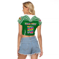 Custom Hawaii Rainbow Warriors Raglan Cropped T Shirt Polynesian Motif Green Color