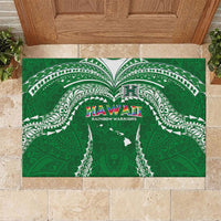 Hawaii Rainbow Warriors Rubber Doormat Polynesian Motif Green Color