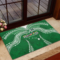 Hawaii Rainbow Warriors Rubber Doormat Polynesian Motif Green Color