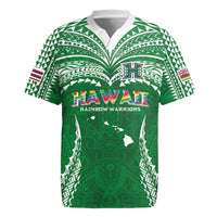 Custom Hawaii Rainbow Warriors Rugby Jersey Polynesian Motif Green Color