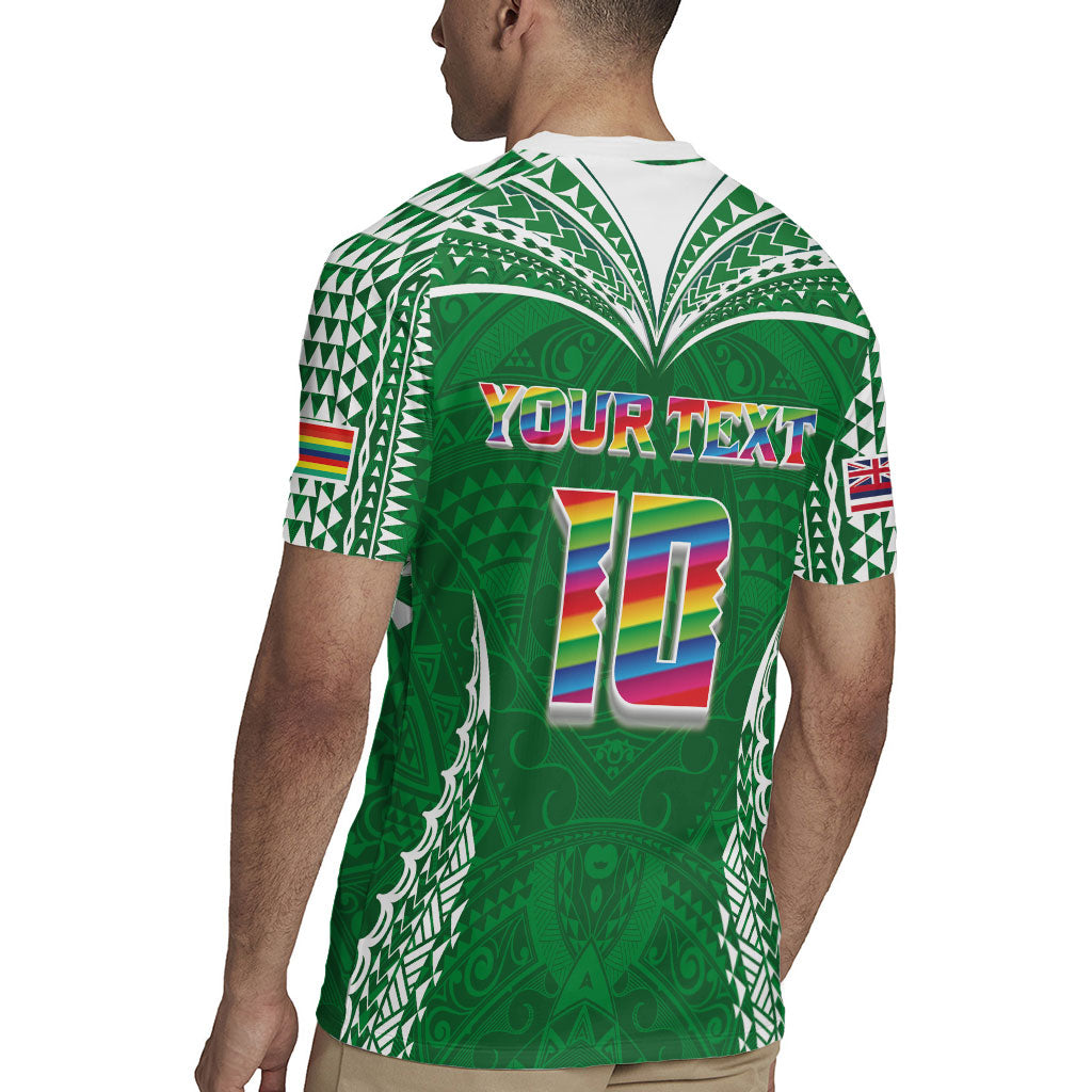 Custom Hawaii Rainbow Warriors Rugby Jersey Polynesian Motif Green Color