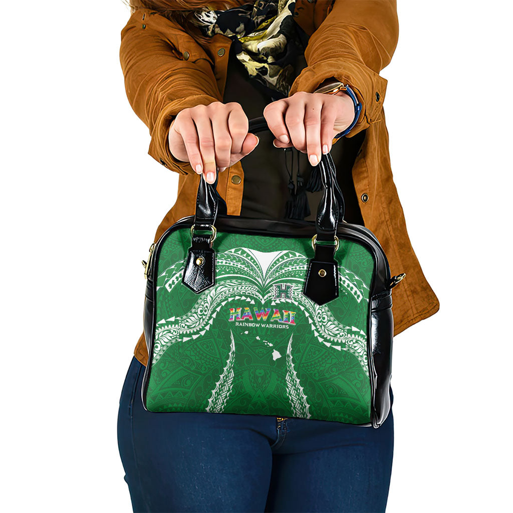Hawaii Rainbow Warriors Shoulder Handbag Polynesian Motif Green Color