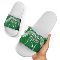 Hawaii Rainbow Warriors Slide Sandals Polynesian Motif Green Color