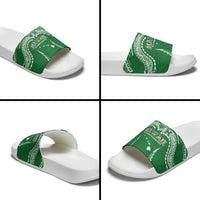 Hawaii Rainbow Warriors Slide Sandals Polynesian Motif Green Color