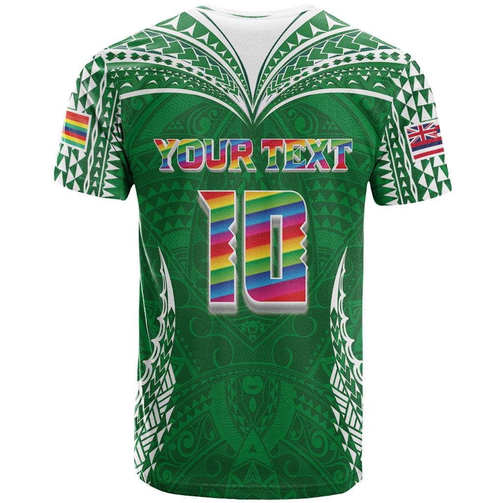 Custom Hawaii Rainbow Warriors T Shirt Polynesian Motif Green Color