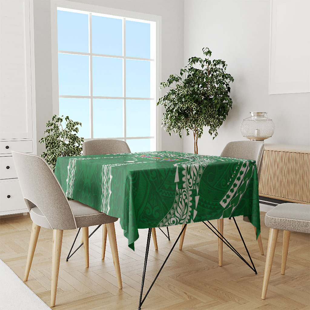 Hawaii Rainbow Warriors Tablecloth Polynesian Motif Green Color