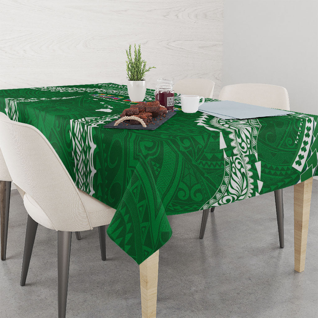 Hawaii Rainbow Warriors Tablecloth Polynesian Motif Green Color