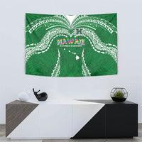 Hawaii Rainbow Warriors Tapestry Polynesian Motif Green Color