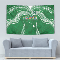 Hawaii Rainbow Warriors Tapestry Polynesian Motif Green Color