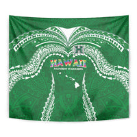 Hawaii Rainbow Warriors Tapestry Polynesian Motif Green Color