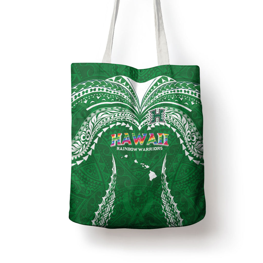 Hawaii Rainbow Warriors Tote Bag Polynesian Motif Green Color