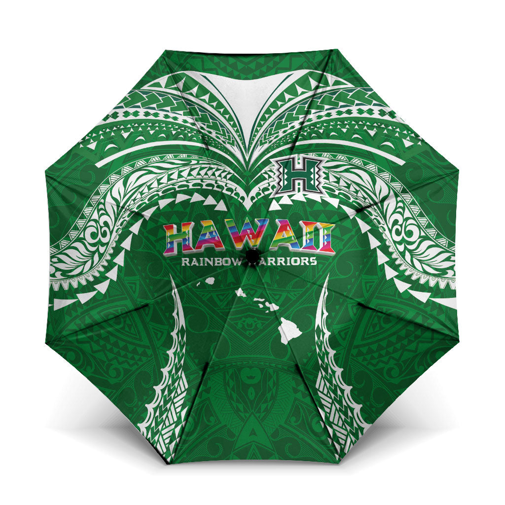 Hawaii Rainbow Warriors Umbrella Polynesian Motif Green Color LT03 One Size Folded 11.42 inch Opened Diameter 37.4 inch Green - Polynesian Pride