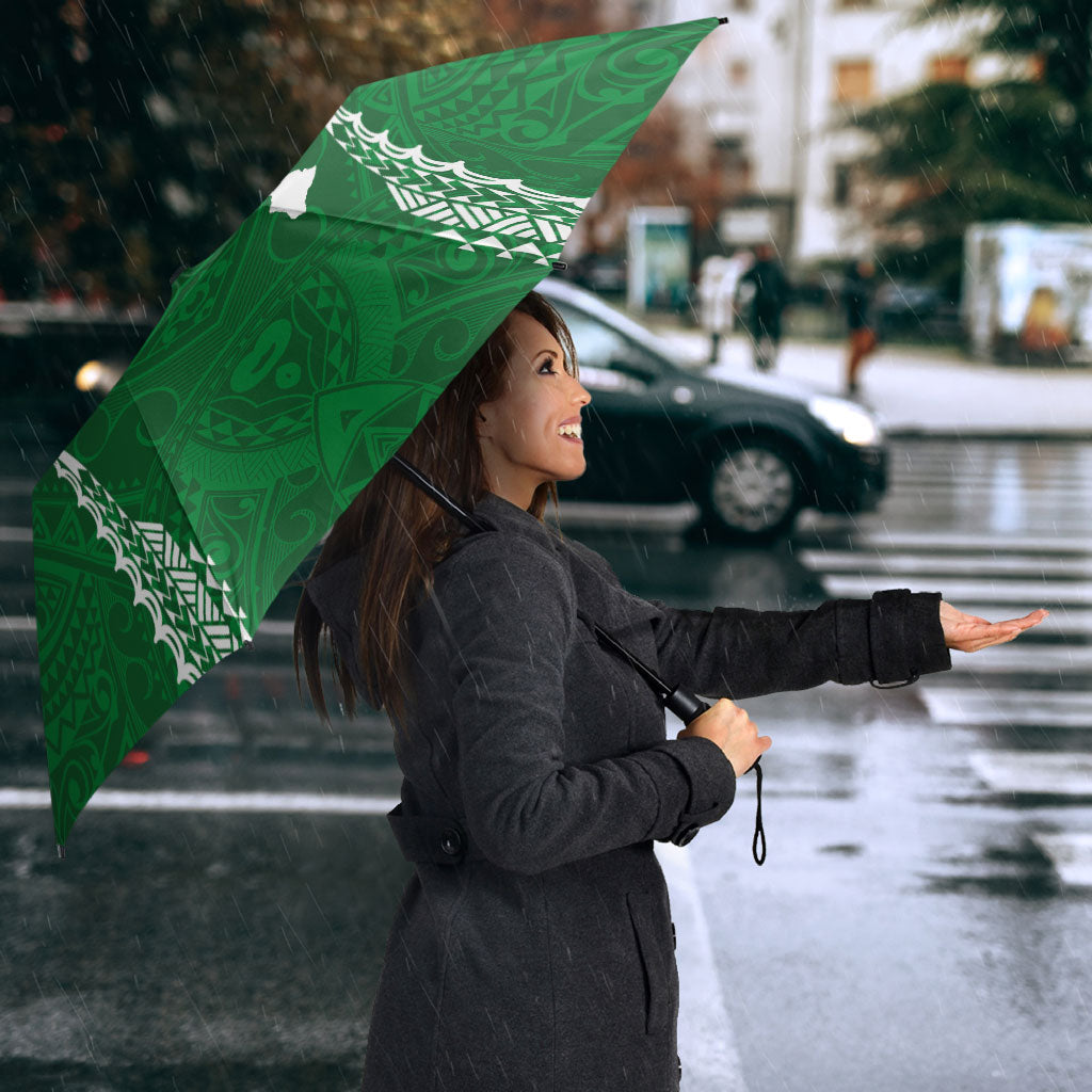 Hawaii Rainbow Warriors Umbrella Polynesian Motif Green Color