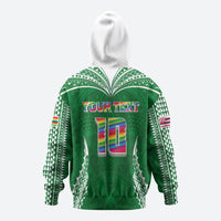 Custom Hawaii Rainbow Warriors Zip Hoodie Polynesian Motif Green Color