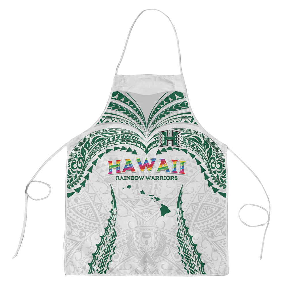 Hawaii Rainbow Warriors Apron Polynesian Motif White Color