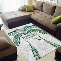 Hawaii Rainbow Warriors Area Rug Polynesian Motif White Color