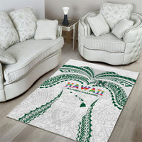 Hawaii Rainbow Warriors Area Rug Polynesian Motif White Color