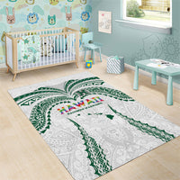 Hawaii Rainbow Warriors Area Rug Polynesian Motif White Color