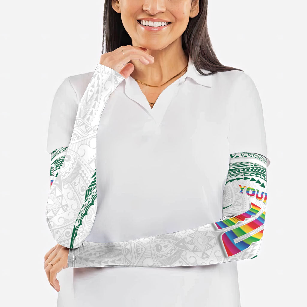 Custom Hawaii Rainbow Warriors Arm Sleeves Polynesian Motif White Color