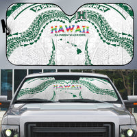 Hawaii Rainbow Warriors Auto Sun Shade Polynesian Motif White Color