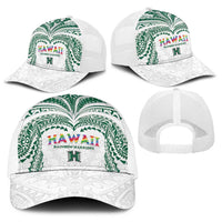 Hawaii Rainbow Warriors Baseball Net Cap Polynesian Motif White Color