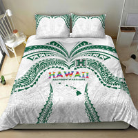 Hawaii Rainbow Warriors Bedding Set Polynesian Motif White Color