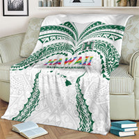 Hawaii Rainbow Warriors Blanket Polynesian Motif White Color