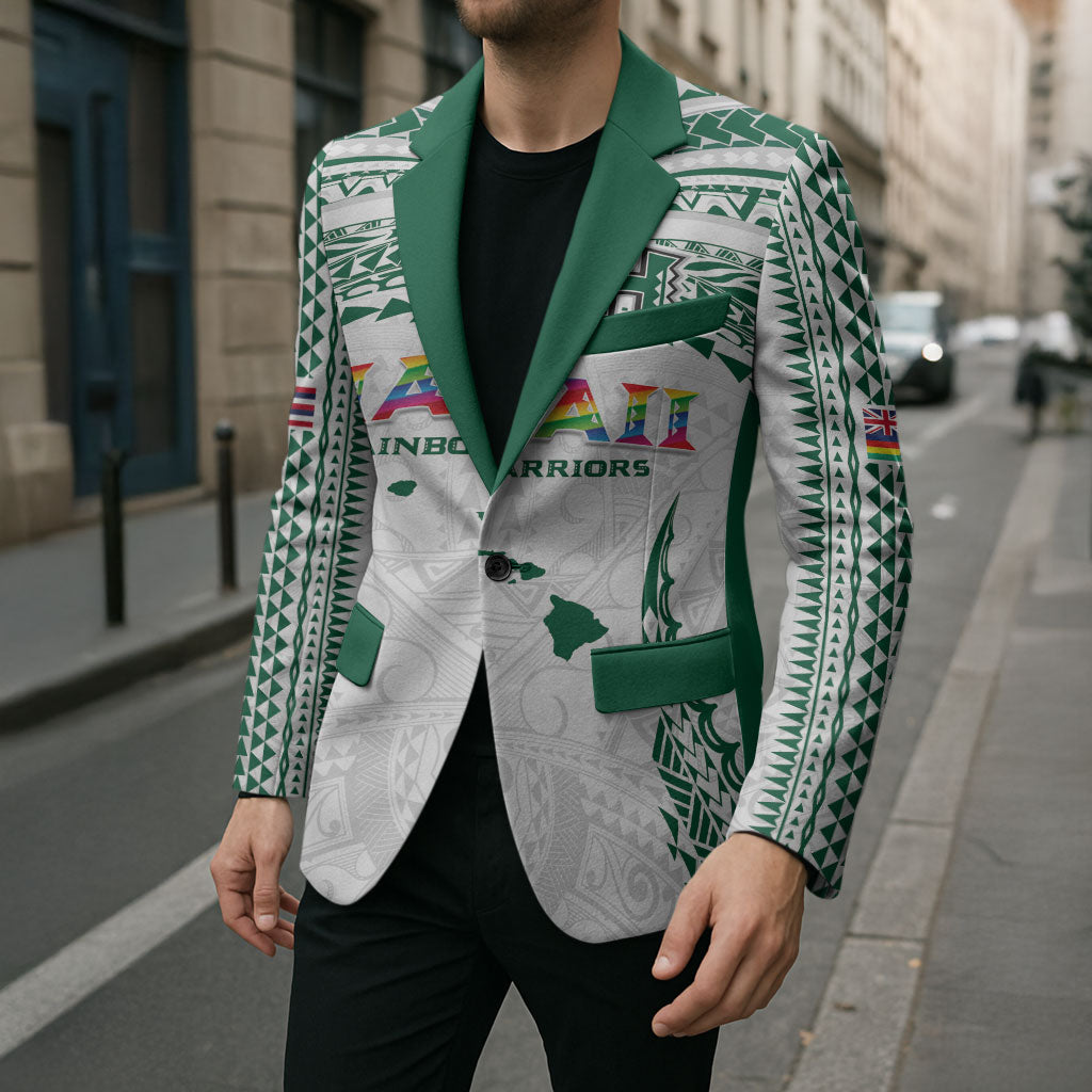 Custom Hawaii Rainbow Warriors Blazer Polynesian Motif White Color