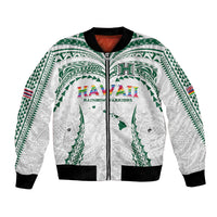Custom Hawaii Rainbow Warriors Bomber Jacket Polynesian Motif White Color
